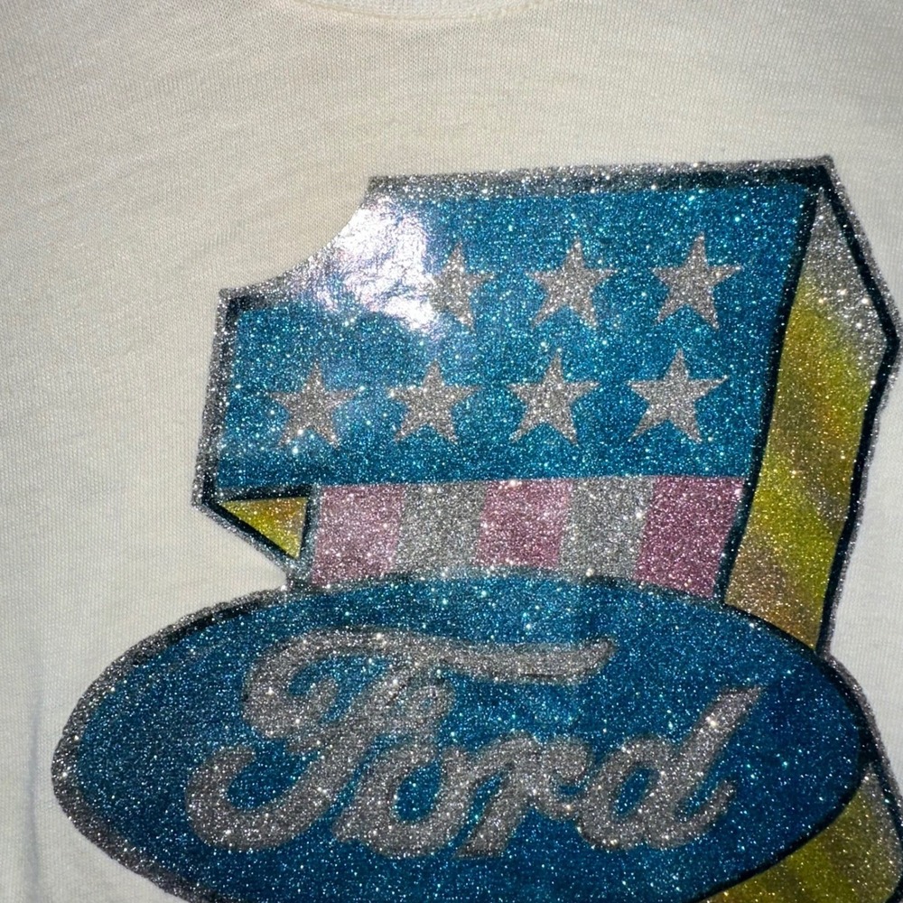 Vintage‎ 1970s Ford Glitter Graphic T-Shirt Small